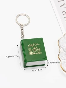 1pc Creative 3d Mini Folding Book Shaped Keychain (random Design) - Green - View 4