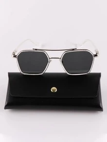 Men Top Bar Fashion Glasses - Light Grey - View 2