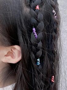 500 条随机颜色一次性弹性发带，霓虹色和黑色橡胶发带，小发圈 - 彩色 - 查看 5