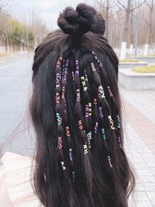 500 条随机颜色一次性弹性发带，霓虹色和黑色橡胶发带，小发圈 - 彩色 - 查看 2