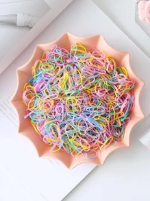 500 条随机颜色一次性弹性发带，霓虹色和黑色橡胶发带，小发圈 - 彩色 - 查看 3