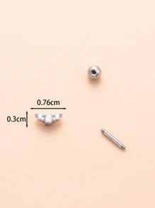 1pc Cubic Zirconia Decor Stud Earring