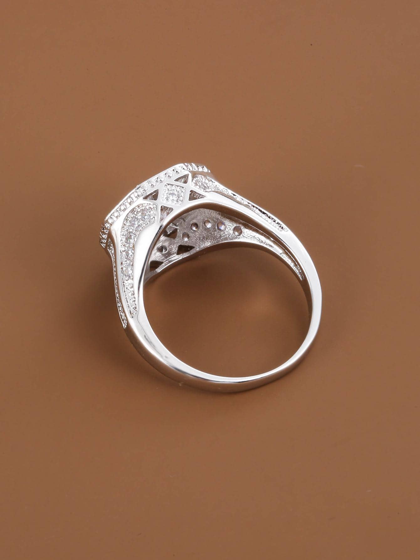 Anillo zirconia cúbica adorno - Plateado - Ver 3