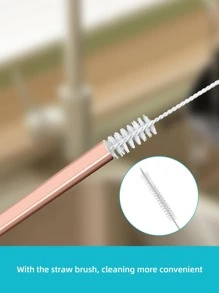 5 件新款不锈钢心形吸管套装（1 个清洁刷和 4 根爱心吸管），非常适合家庭厨房、酒店、西餐厅、奶茶店、咖啡厅、厨房、圣诞礼物、学校用品 - 玫瑰金 - 查看 5