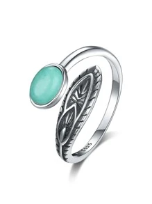 Oval Decor Sterling Silver Wrap Ring - Antique Silver - View 4