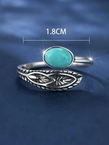 Oval Decor Sterling Silver Wrap Ring - Antique Silver - View 3