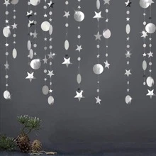 1入組星星和小氣球圖案紙花環 - 金色 - 查看 6