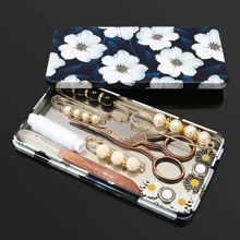 1 Pc Hộp trang sức bằng thiếc có họa tiết hoa sành điệu, hoàn hảo cho những kho báu nhỏ - Nhiều màu - Xem 2