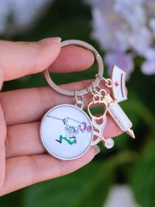 1pc Unisex Stethoscope Charm Creative Keychain - Multicolor - View 4