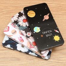 1 Pc Hộp trang sức bằng thiếc có họa tiết hoa sành điệu, hoàn hảo cho những kho báu nhỏ - Nhiều màu - Xem 1