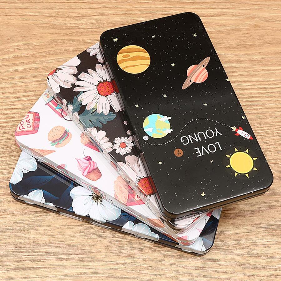 1 Pc Hộp trang sức bằng thiếc có họa tiết hoa sành điệu, hoàn hảo cho những kho báu nhỏ - Nhiều màu - Xem 1