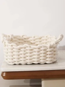 1 Cái Giỏ Đựng Đồ Thiết Kế Dệt, Vải Màu Be Để Bàn Tổ Chức, Hộ Gia Đình - Màu be - Xem 1