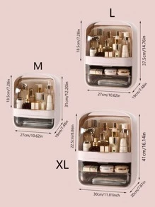 1個大容量化妝品組織架 家用桌面化妝品儲物盒 美容護理產品儲物抽屜 桌面梳妝台防灰防潮 - 白色 - 查看 2