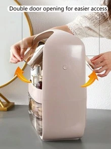 1個大容量化妝品組織架 家用桌面化妝品儲物盒 美容護理產品儲物抽屜 桌面梳妝台防灰防潮 - 白色 - 查看 6