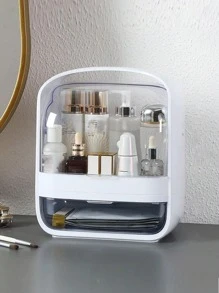 1個大容量化妝品組織架 家用桌面化妝品儲物盒 美容護理產品儲物抽屜 桌面梳妝台防灰防潮 - 白色 - 查看 4