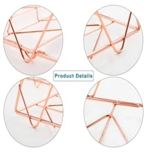 2 Packs Desktop File Organizer Metal Stackable Horizontal Letter Tray Paper Holder Rack, Rose Gold - Hoa hồng vàng - Xem 6