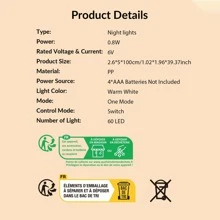 1 Dải Đèn LED PP, Dải Đèn LED Màu Vàng Hàng Ngày Có Điều Khiển Từ Xa Để Trang Trí Nhà Cửa - Màu vàng - Xem 7
