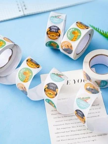 1卷卡通動物和標語圖案貼紙 - 彩色 - 查看 6