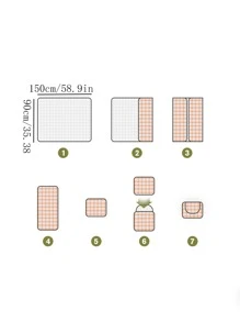 1pc Gingham Pattern Outdoor Waterproof Picnic Mat - Yellow - View 7