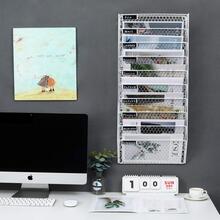 10 Pockets Wall File Holder Wall Mounted Mail Sorter Organizer Metal Chicken Wire Hanging Magazine Rack, White - White - View 7
