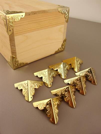 12 قطعة أصفر عتيق ثلاثي زاوية زخرفة يحمي الى صندوق هدايا , خشب غلاف , خزانة DIY