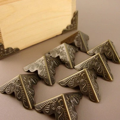 12pcs Yellow Retro Three Sided Decorative Corner Protector For Diy Gift Box, Wooden Box, Cabinet