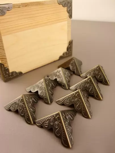 12入組黃色復古三邊裝飾角保護器適用於 Diy 禮品盒、木盒、櫥櫃