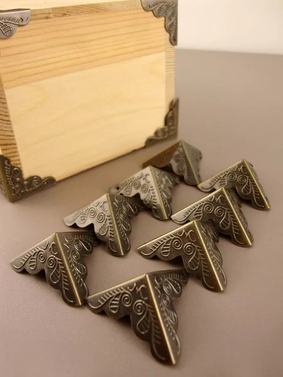 12入組黃色復古三邊裝飾角保護器適用於 Diy 禮品盒、木盒、櫥櫃 - 銅色 - 查看 1