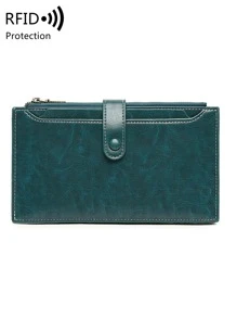 Stitch Detail Long Wallet - Green - View 5