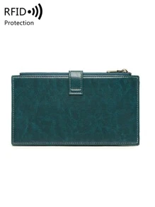 Stitch Detail Long Wallet - Green - View 6