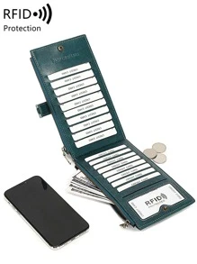 Stitch Detail Long Wallet - Green - View 8