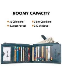 Stitch Detail Long Wallet - Green - View 7