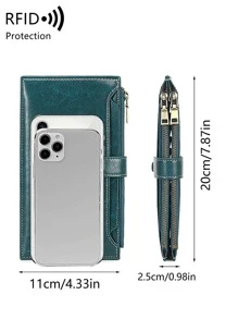 Stitch Detail Long Wallet - Green - View 11