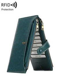 Stitch Detail Long Wallet - Green - View 2