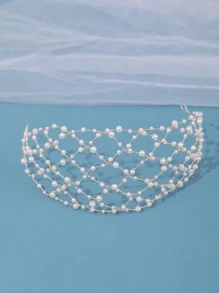 1 chiếc băng đô kiểu công chúa đơn giản đính đá lấp lánh, thích hợp sử dụng hàng ngày, trang trí tiệc cưới, vương miện thanh lịch, phụ kiện ngày Valentine. - trắng - Xem 6