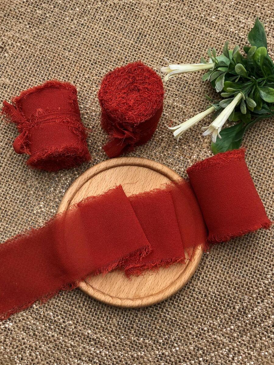 1.5X193 Inch Voan Nơ Handmade Cho Lời Mời Đám Cưới Gói Bó Hoa Cô Dâu Trang Trí Tiệc Sinh Nhật - Màu Đỏ Sâu - Xem 1