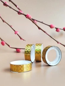 2pcs/set PP Tape, Modern Laser Strong Adhesive Patch For Party - Gold - View 6