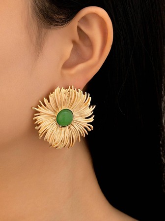 2入組花朵設計耳釘