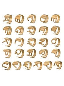 1入組字母裝飾圓環 - 金黃色 - 查看 1