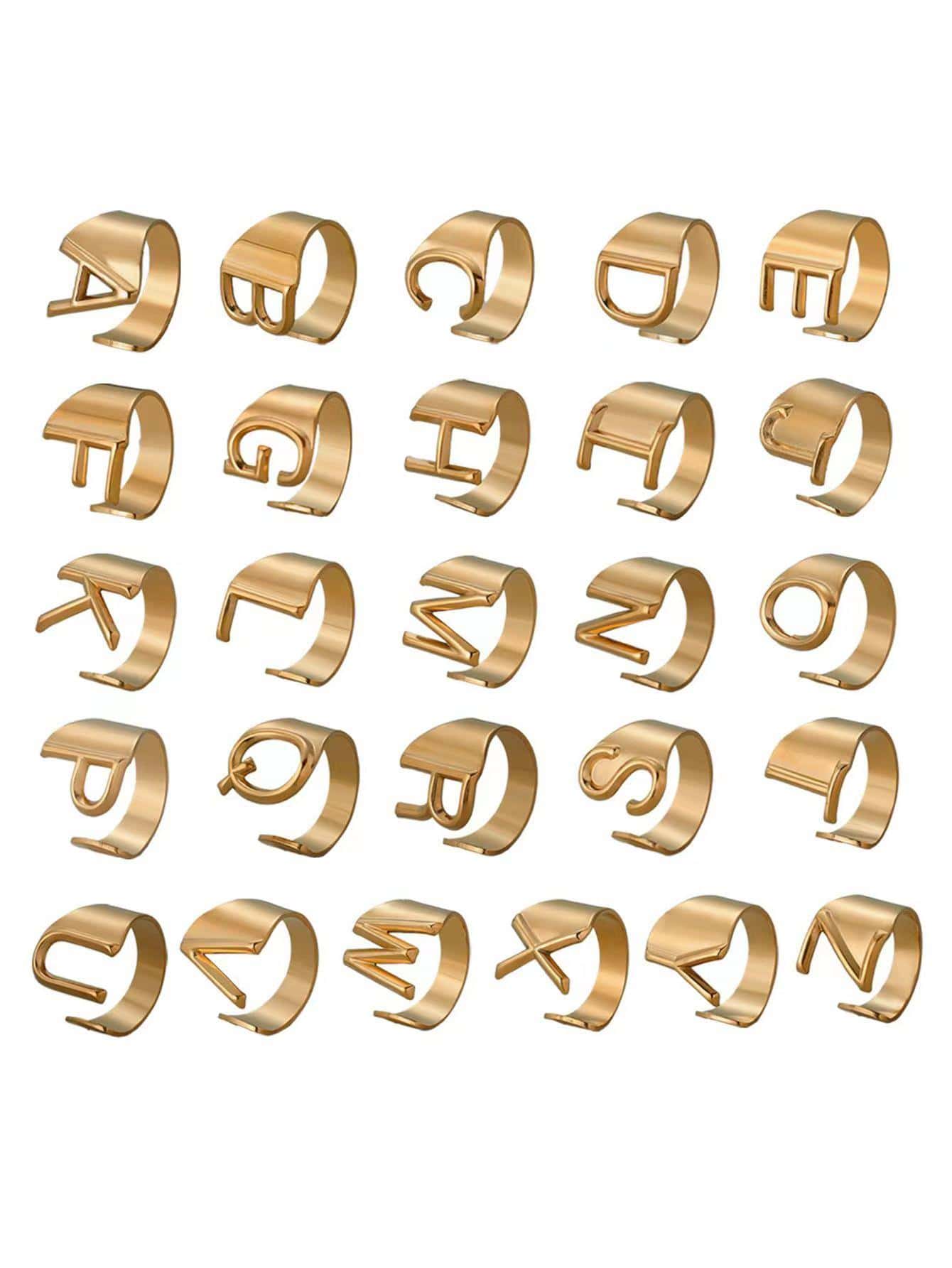 1入組字母裝飾圓環 - 金黃色 - 查看 1