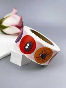 1roll Cute Halloween Pumpkin & Owl Pattern Jewelry Sticker For Women For Jewelry Wrapping - Multicolor - View 3