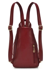 Small Leather Convertible Backpack Sling Purse Shoulder Bag for Women - Burgundy - View 2