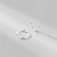 Bông tai vòng bạc Sterling thiết kế xoắn - Bạc - Xem 1