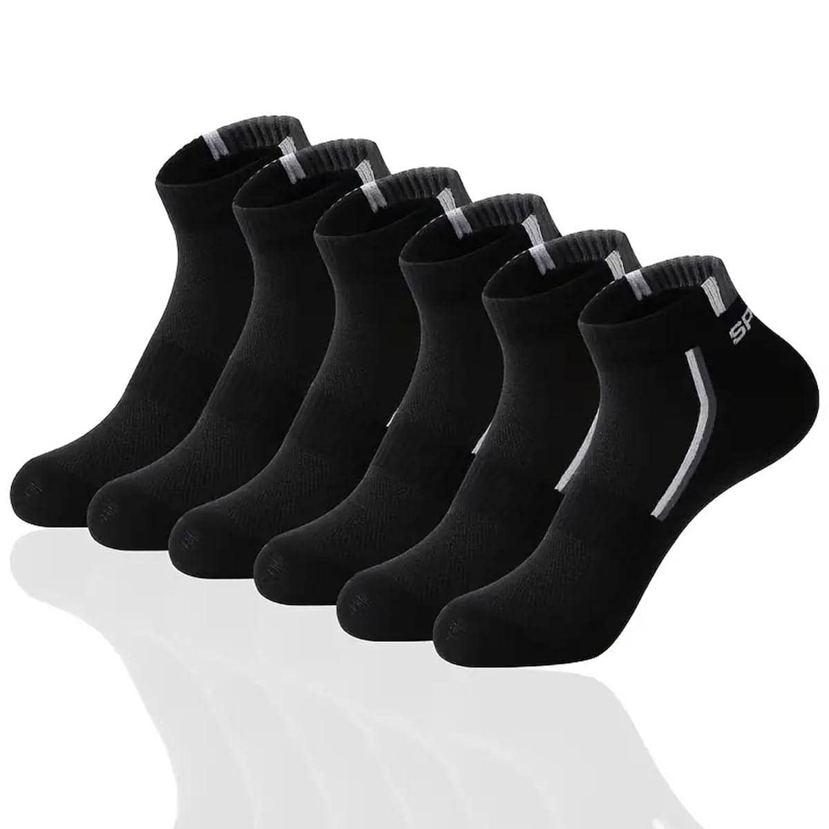 6pairs Men Letter Graphic Casual Socks For Daily Life - Black - View 1