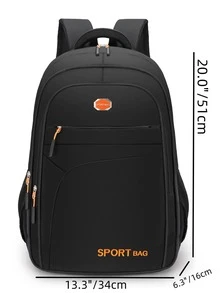 Mochila con estampado de letra con bolsillo delantero para negocio - Naranja - Ver 2