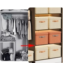 1 PC Dày Polyester Có Thể Gập Lại Hộp Bảo Quản Có Nắp Đậy, Đồ Họa Hiện Đại Vải Đựng Đồ Cho Gia Đình - Màu be - Xem 6