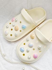 16 piezas con concha & con diseño de perla artificial zapato moda Decoraciones de zapatos para Zuecos - Multicolor - Ver 2