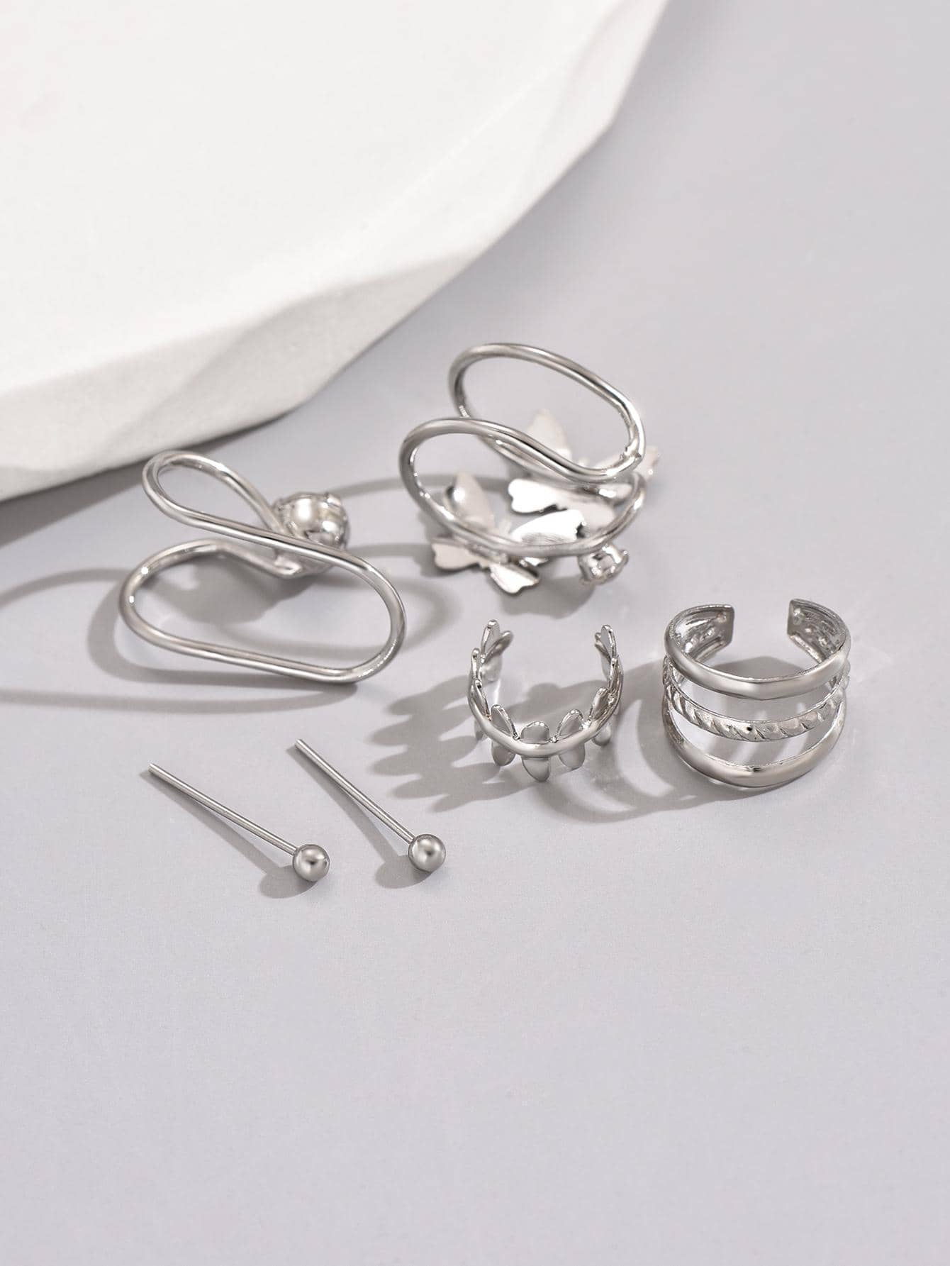 4pcs/set Fashion Cubic Zirconia & Butterfly Decor Ear Cuff & 2pcs/set Stud Earring For Women For Daily Decoration