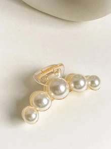 1 Phụ Nữ Ngọc Trai Giả Trang Trí Vuốt Tóc Lớn Thanh Lịch Để Trang Trí - Màu be - Xem 8