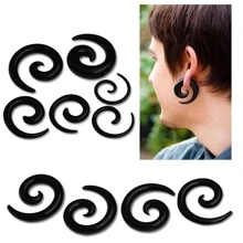 Dụng cụ mở rộng tai có thiết kế hình ốc sên dành cho nam giới, dành cho quà tặng trang sức và bữa tiệc - màu đen - Xem 7